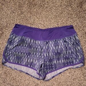SALE--Reebok Purple Athletic Shorts with Geometric Design